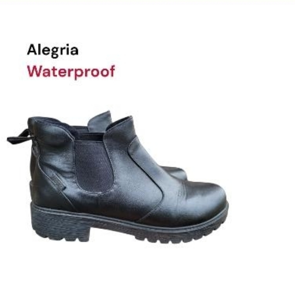 42 Alegria Waterproof Rowen Black Leather Chelsea Ankle Boot Shoe Women 11.5 12